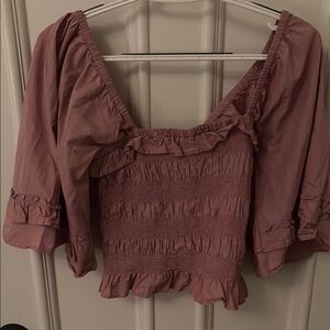 Free People Pink Puff Sleeve Blouse
